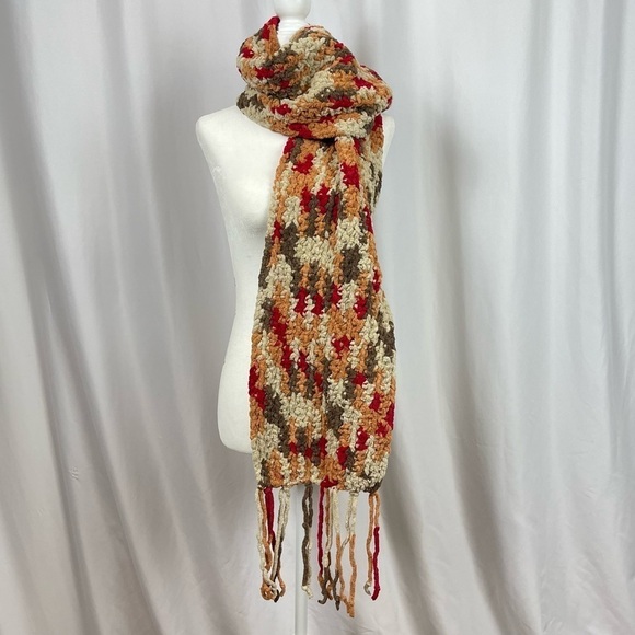 Chenille Earth Tone Fall Chunky Knit Tassel Scarf - Picture 1 of 4